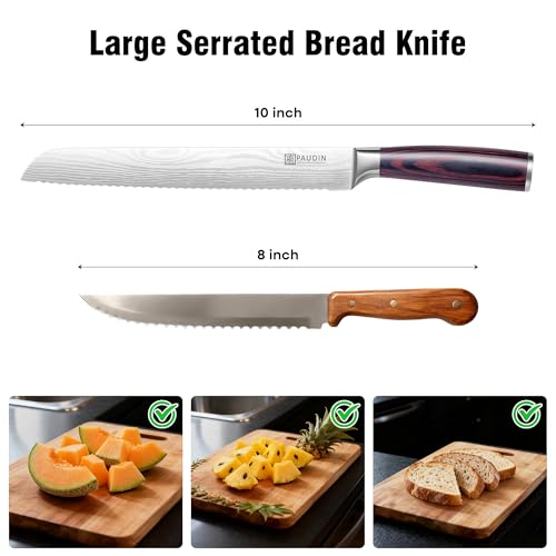 PAUDIN Bread Knife, 10 inch Serrated German Stainless Steel Knife for Efficient Slicing Sourdough, Bagels, Cake - Image 6