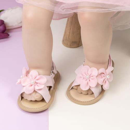 Image of Meckior Infant Baby Girls Boys Summer Sandals Open Toe Lace Princess Dress Wedding Flats Shoes Newborn Toddler Soft Non-slip Sole First Walker Crib Shoes