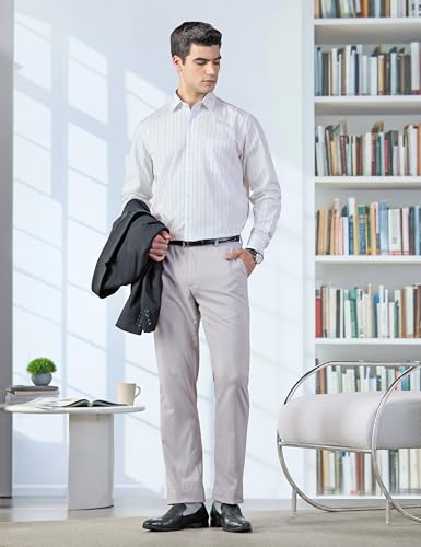 Image of Arrow Men Slim fit Cotton Striped Long Sleeves Cutaway Collar Shirt