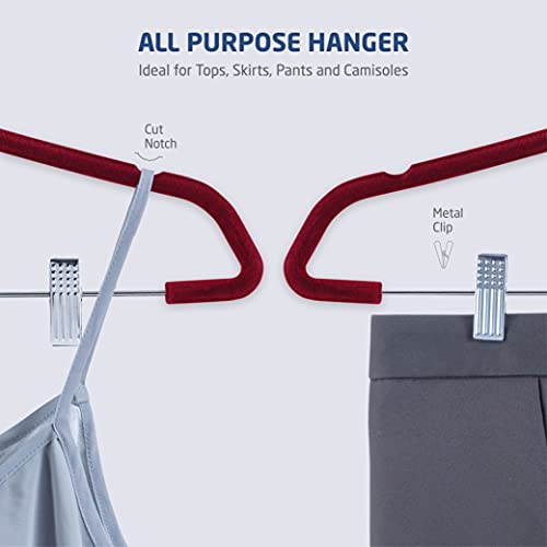 image for Zober Velvet Hangers with Clips - 20 Piece Set for Pants, Skirts, Suit