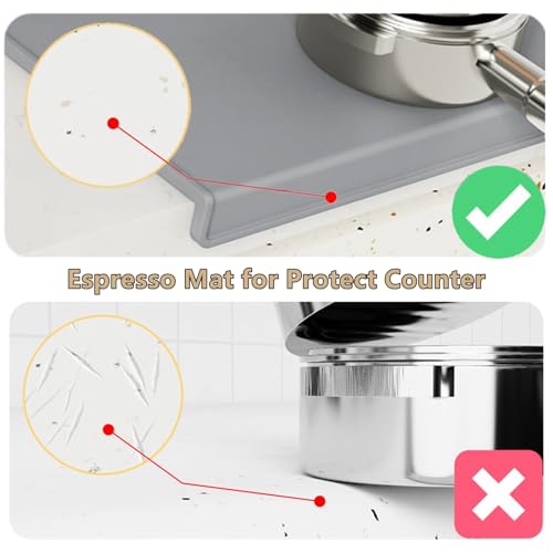 Image of Espresso Tamping Mat, Coffee Tamper Mat, Espresso Mat for Counter, Silicone Tamper Mat, Food-grade, Non-Slip, Waterproof, Heat Resistant (Gray, 25x20x2cm)