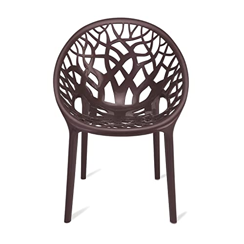 Image of SkyGlamour Crystal PP Oversized Designer Plastic Chair for Home, Garden, Balcony| Indoor&Outdoor Use | Color: Weather Brown; Pack of 1