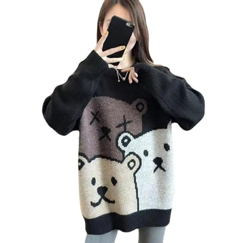 Gothic Sweater Harajuku Pullover Cute Sweater Sports Leisure Trend Warm Street Lazy Bear Jacquard Hip Hop