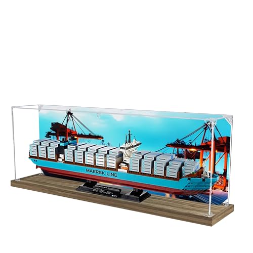 Acrylic Display Case for Lego 10241 Maersk Cargo Ship Model, 3mm Dustproof Display Box, Display Case Compatible with Lego 10241 (Model Not Included) (Background 3MM A)