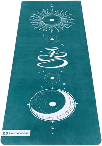 Yoga Mat 5mm Non Slip Suede & TPE - Green Eco-Friendly Fitness & Exercise Mat for Home Gym, Pilates, Hot Yoga, and Meditation - Lightweight Durable 72 x 24 inch Workout Mat for Women, Men