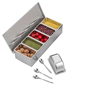 Kruiden opslag roestvrij stalen kruidendoos smaakstofdoos met afdekking thuis keuken ingrediëntendoos Kruiden potten…