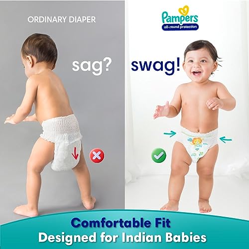 Image of Pampers Complete Skin Comfort Pants, Anti-rash blanket, Lotion with Vitamin E & Aloe Vera, Small size baby diapers (SM) 56 Count, 4-8 kg