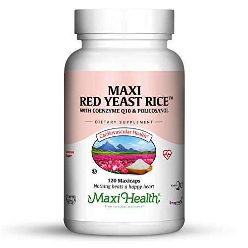 Maxi Health Red Yeast Rice 600 mg – Red Yeast Rice with CoQ10 and Policosanol for Daily Support for Heart Wellness – Vegan, Kosher – 120 Vegetarian Capsules