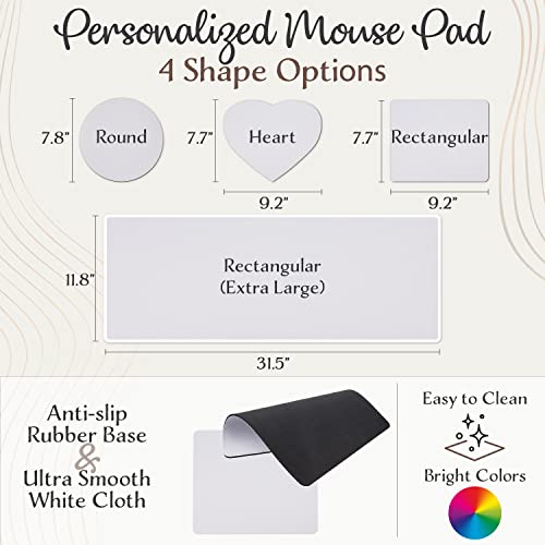 Custom Mouse Pad - Personalized Mousepad With Photo, Picture And Text | 4 Shapes & 20 Fonts | Customized Gaming Pc/Laptop Mouse Pad, Anti-Slip Rubber Base, Easy To Clean - Square #TOP5