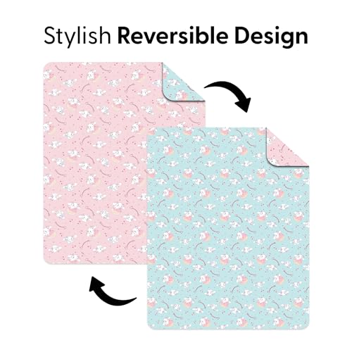 Image of Northwest Sanrio Cinnamoroll Reversible Quilted Throw, Kawaii Cherry Cupcake Pattern, for Anime Fans, Game Room, Chair or Couch, 60 x 80 Inches