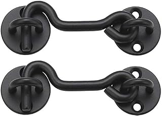 Raswik 4" Privacy Hook and Eye Latch Black-2 Pack