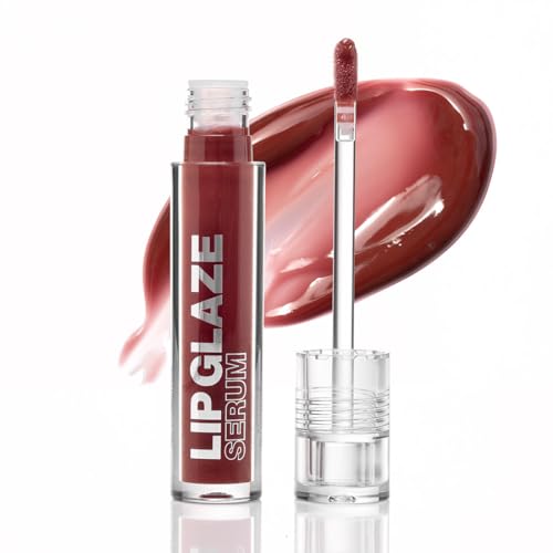 Image of Palladio Lip Glaze Serum, Hydrating Lip Gloss with Peptides & Hyaluronic Acid for Plump, Smooth, and Nourished Lips – Vegan, High-Shine, Non-Sticky Finish (Red Merlot)