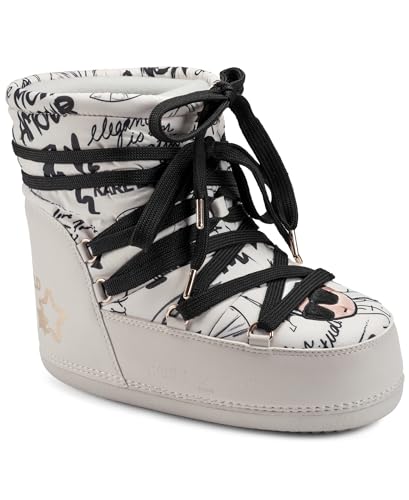 KARL LAGERFELD Paris Women's Winter Boot, Soft Wht Multi, 10