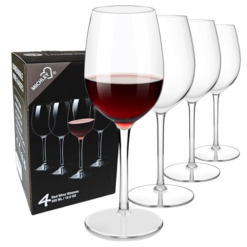 MICHLEY Floating Wine Glasses for Pool Unbreakable Tritan Plastic Red Wine Glasses with Stem...