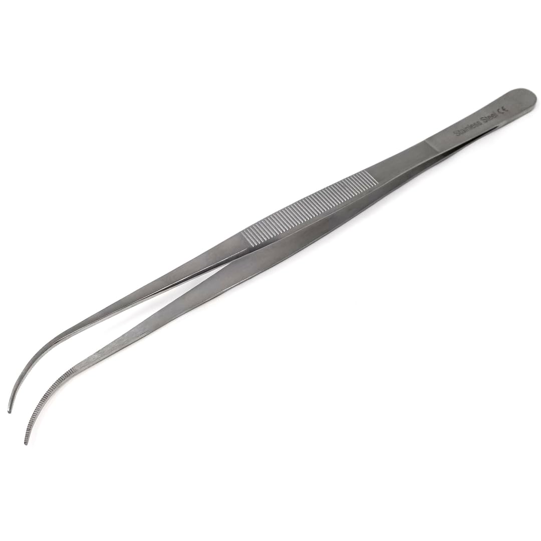 Multifunction Lab Tweezers Narrow Micro Point Fine Serrations Stainless Steel Forceps - 12