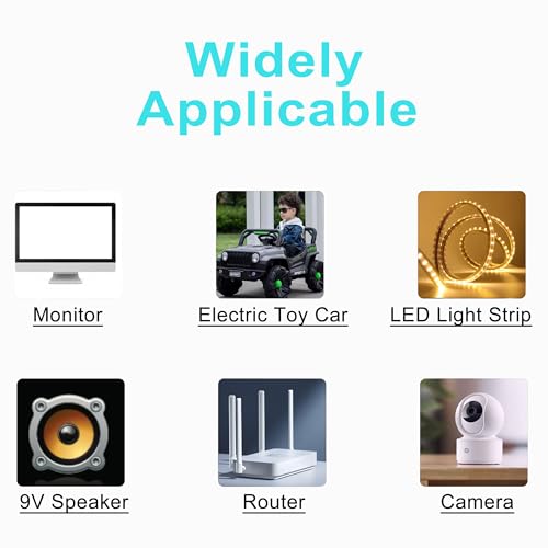 9V 1A Power Supply, AC to DC Powers Adapter 100-240V 50 60HZ Center Positive, Universal 1000MA Transformer Converter Charger UK Plug for Kids Electric Cars LED Strip Lights, Router, Video/Audio - Image 5