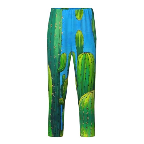 Pajama Pants Pajama Bottoms with Elastic Waistband Sleepwear Lounge Pants, Cactus