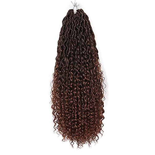 GoldenBeauty 22 Inch River Locs Crochet Hair, 5 Packs Goddess Locs Crochet Hair, Fauxs Locs Wavy Crochet With Curly Hair In Middle And Ends (22 Inch (Pack of 5), T30)