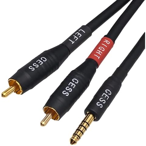 CESS-262 Black 4.4mm to RCA Headphone / MP3 / DAC/Music Player/Amplifier Patch Cable Cover