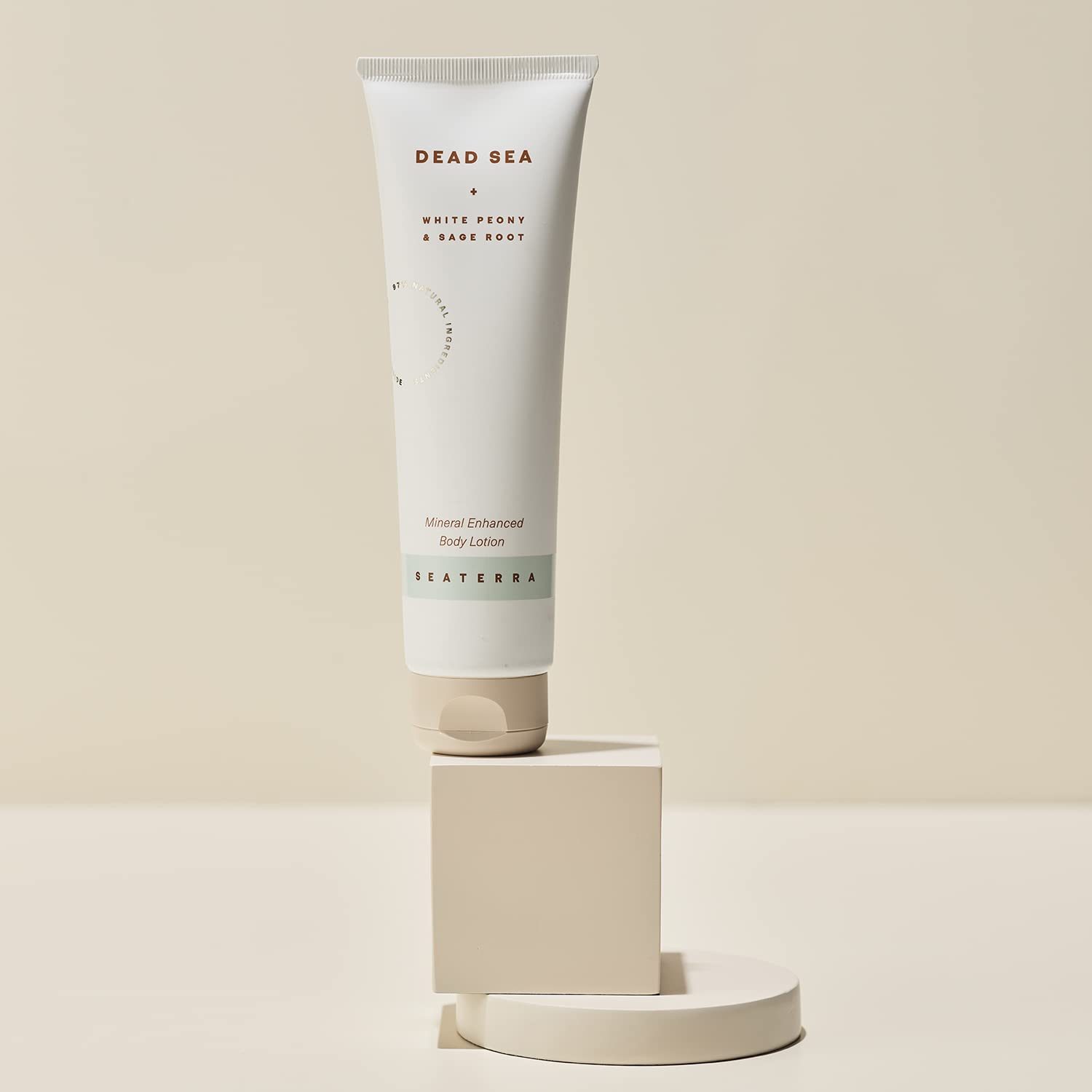 SEATERRA - Mineral Enhanced Body Lotion, Dead Sea Plus White Peony and Red Sage. 97%, Natural Ingredients, Vegan, 150 ml / 5 fl. Oz. : Beauty & Personal Care