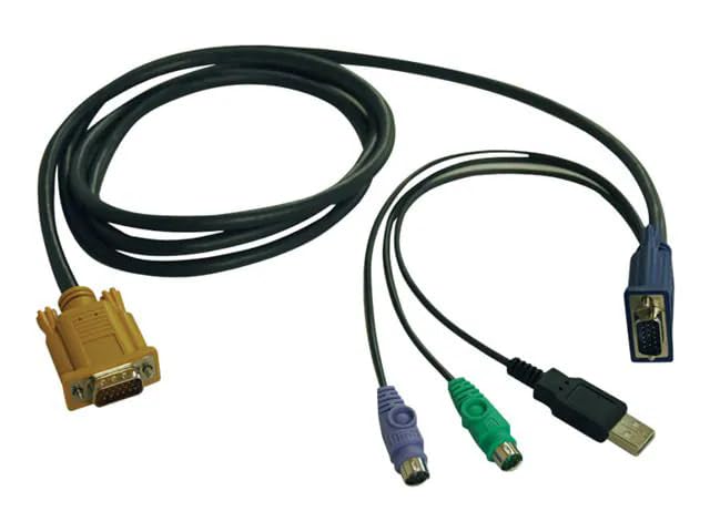 Tripp Lite P778-010 10ft KVM USB/PS2 Combo Cable, 18-Pin SPHD Male to VGA HD15 + USB A + 2X PS/2, for B020-U08/U16 KVM Switches, Cloud Care Pre-Configured Bundle Eligible (10 Pack)