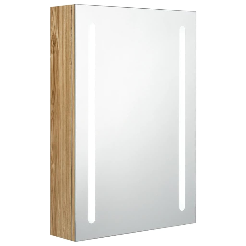 vidaXL Szafka łazienkowa z lustrem i LED, kolor dębu, 50x13x70 cm
