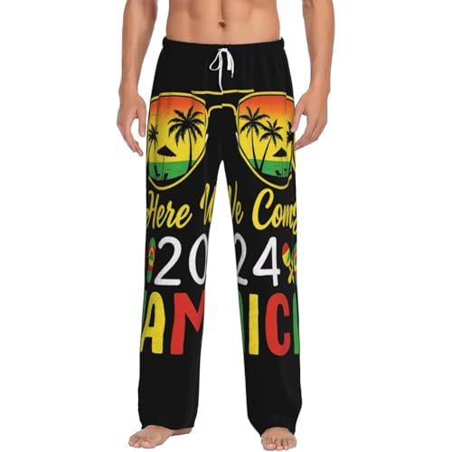 Pantalon flanelle homme nuit vêtement de détente Welcome To Jamaica chaud élastique avec poches
