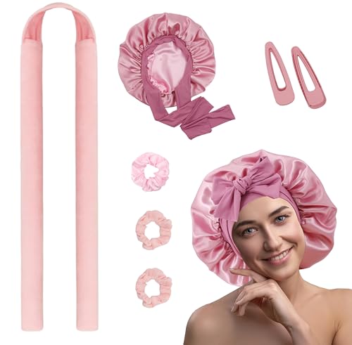 SENGTERM Heatless Hair Curler Overnight for Long Hair with Satin Bonnet - Heatless Curls No Heat Curling Rod Set for Sleeping