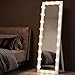 HOMCOM Ganzkörperspiegel mit Beleuchtung 150 x 40 cm LED Standspiegel 3 Lichtfarbe dimmbar mit Touch-Schalter, Memory-Funktion anlehnbar Spiegel für Schlafzimmer Weiß