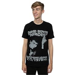 David Bowie Homme Earls Court Heroes T-Shirt Large Noir - Les Beatles, Paul McCartney, John Lennon, RIngo Starr, George Harrison