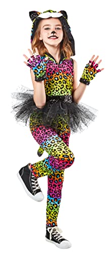 Disfraz Neon Leopardo para Niñas Talla M miniatura 1