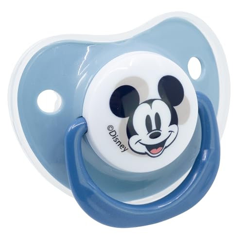 Imagen de SET 2 CHUPETES TETINA ANATOMICA SILICONA 0 A 6 M CON FUNDA MICKEY MOUSE FULL OF SMILES