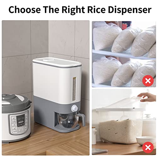 Kveye Rice Dispenser 25 Lbs, Large Cereal Dry Food Storage Containers With Measuring Cup,Upgraded Built-In Fresh Box, Cereal Dispenser Storage With Lids For Home Kitchen Pantry Rice Soybean Corn #TOP3