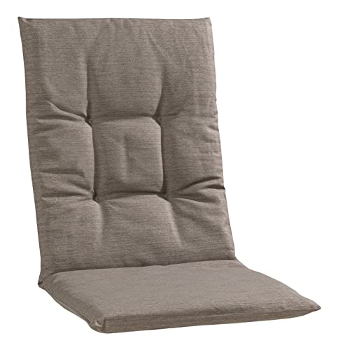 Home4You Gartenstuhlauflagen Mittellehner - 108 x 48 cm - Braun - Baumwolle - Polyester - Sesselauflage Sitzpolster Stuhlauflage
