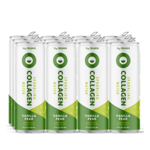 Circle Sparkling Collagen Water. Vanilla Pear 12-Pack. Refreshing Infused sparkling water Drink With Collagen Peptides. 20g Of Collagen Peptide Protein, Low Sugar, Keto Friendly