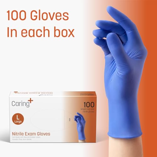 Caring-Nitrile-Exam-Gloves-Blue-Powder-Free-Disposable-Gloves-for-Medical-Care-First-Aid-Cleaning-Food-Prep