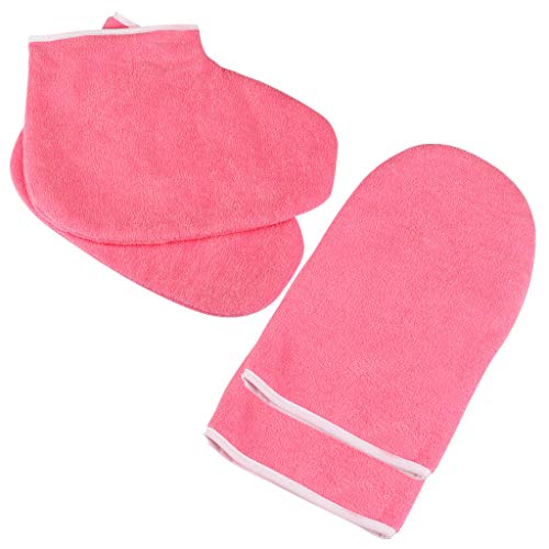 2 Pairs Paraffin Wax Bath Cloth Gloves Sock Booties, Wax Care Insulated Mittens, Heat Therapy Spa Treatment Tanning Mitt, Great for Paraffin Wax Machine