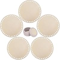 Fonyiunce 5 Stück Gehäkelter Korbboden, 10cm, Selfmade Korbboden Rund Formen, Holzboden zum Häkeln, Naturholzkorbboden Holzboden, Crochet Basket Holzbasis für DIY Handtasche