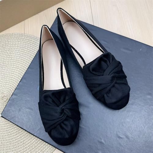 SAILING LU Women's Bow-Knot Round Toe Ballet Flat Shoes Wedding Party Flats Soft Walking Slip-on Loafers2