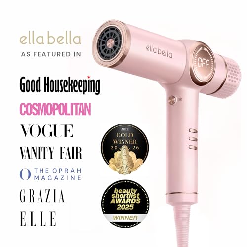 Image of ELLA BELLA Ionic Hair Dryer with Diffuser - Negative Ion Blow Dryer, Quiet