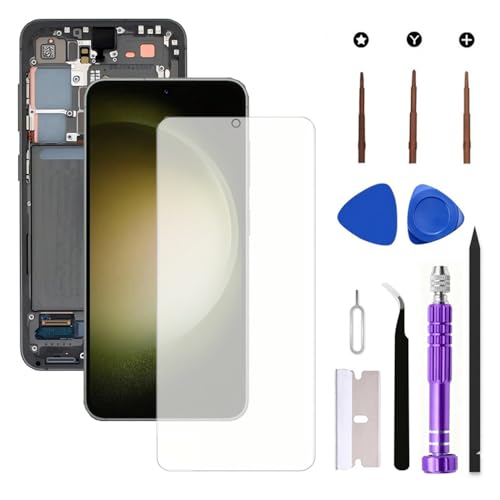 OLED for Samsung Galaxy S23 Plus 5G LCD Screen Replacement Galaxy S23Plus SM-S916U SM-S916U1 Display Screen Touch Digitizer Assembly Supports Fingerprint (with Green Frame+Soft Film+Tools)