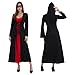Womens Halloween Costumes for Adults Medieval Hooded Maxi Dress for Women Fashion Hooded Robe Cosplay (Black and red, 4XL)