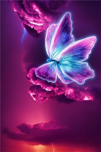 Diamond painting papillon violet XXL 80x160 cm avec strass 5D complet pour adultes