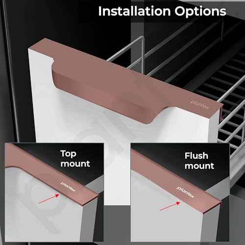 Image of Plantex Profile Handle for Kitchen Cabinet /6 Inch Aluminium Drawer Profile Handle /Wardrobe Pull Handle for Home /Office /Hotel - Pack of 3 (Rose Gold)