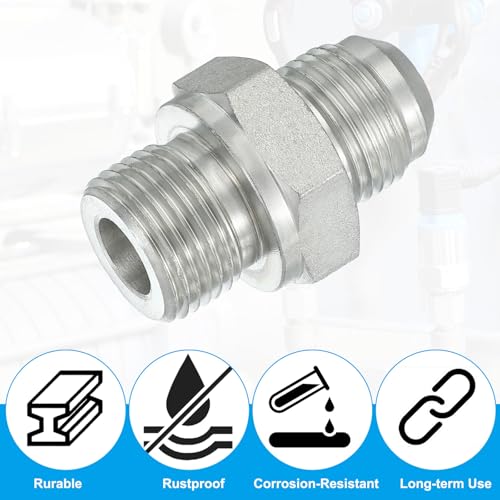 Image of PATIKIL Hex Reducing Nipple Connectors Pipe Adapter 7 /8 inch Male 37 Flare JIC x 5 /8 inch g Male, Pipe Fitting Reducer Nipple Adapter Plated Steel Hydraulic Fitting