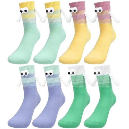 Utensilsto 4 Paare Magnetische Socken mit Händen Lustige Socken 36-40 mit Magnetischen Hand in Hand Funny Socks Geschenke für Paare Partner Freund Haushalt