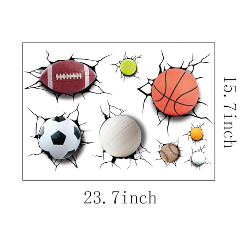 Vinilo Decorativo 3D Balones Deportivos para Pared 60x40 cm miniatura 2