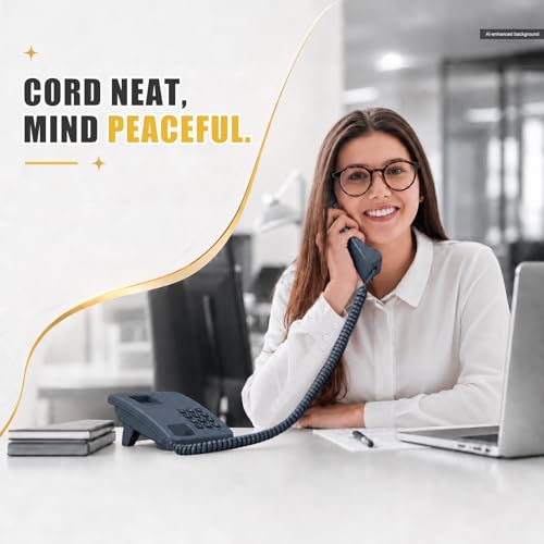 Image of Comtrue Phone Cords for Landline, 2-Pack, Telephone Handset Cords | Dark Gray, Universally Compatible, Tangle-Resistant, Noise-free, Go-to Length, Ideal for office & home