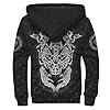 Odin Raven 3D Printed Zip Men's Winter Jacket, Nordic Warm Viking Wolf Sherpa Wool Hoodie, Soft Outdoor Outerwear(Wolf,3XL) #1