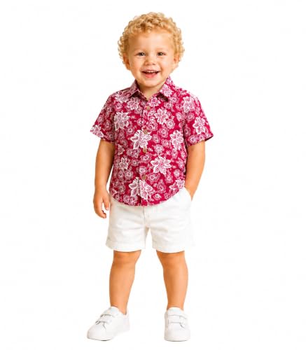 Image of A.T.U.N. (ALL THINGS UBER NICE) Boys 100% Cotton Printed Shirt | Half Sleeve Smart Casual Shirt for Kids | Soft Breathable Button Placket Top